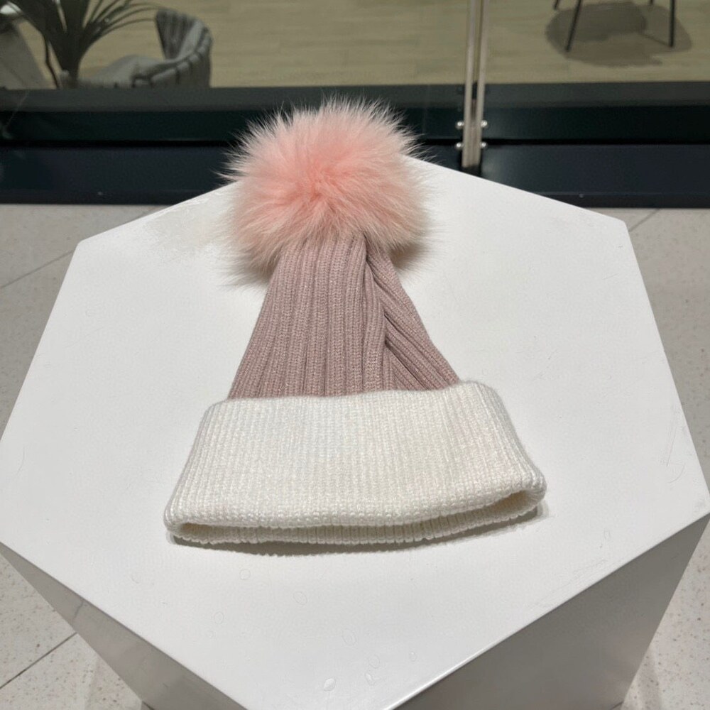 Prada Two Tone Knit Beanie with Pom Pom - Picture 5 of 8